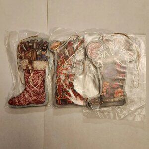 Vintage Ornaments Lot of 3 Made in Taiwan Christmas  Stockings With Toys